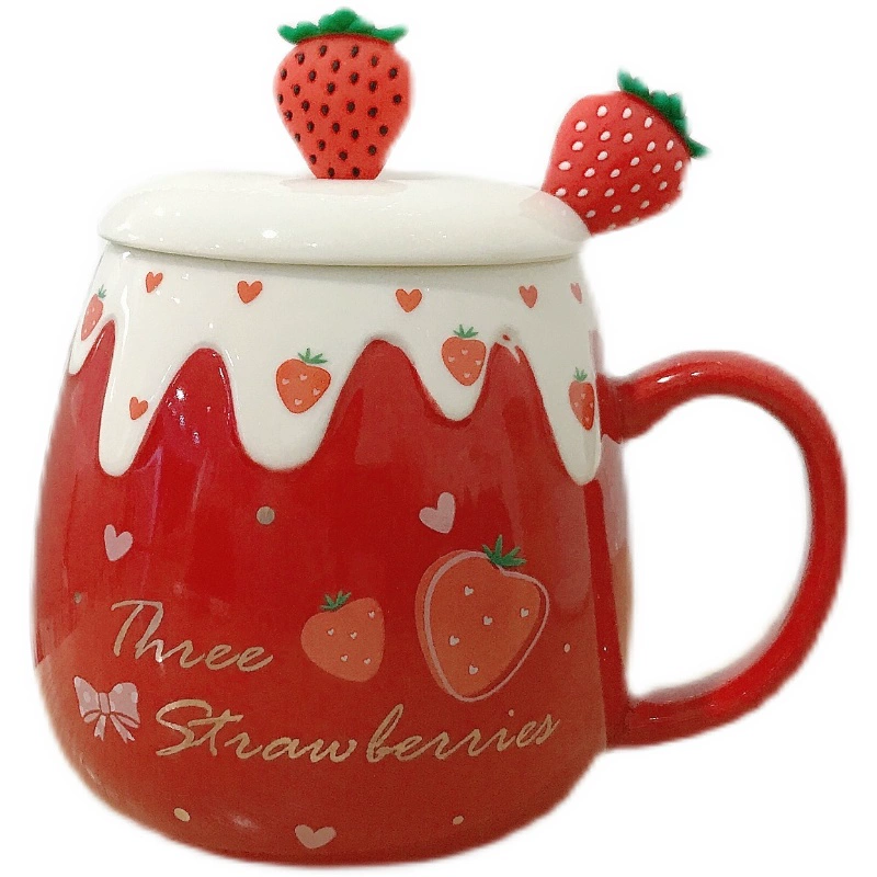A5L милый девчачий керамический strawberry сердце студентам мальчик и девочка маленькая свежая личность офис домашняя чай пить лошадь