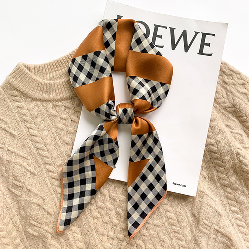 Korean style fashionable houndstooth temperament square scarf for women mulberry silk 70X70 professional scarf dual-purpose shawl scarf silk scarf
