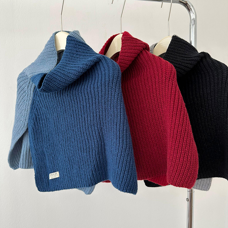 Nuevo color a juego split pullover bufanda chal estilo coreano versátil grueso cálido cuello protección exterior chaleco bufanda