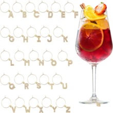 酒杯环新款26个英文字母A-Z酒杯挂件滴油派对红酒杯识别器挂件圈