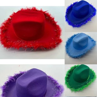 Manufacturer Wholesale Feather Edge Letter Cowboy Hat Sequin Pink Western Cowboy Hat Pink Crown Cowboy Hat