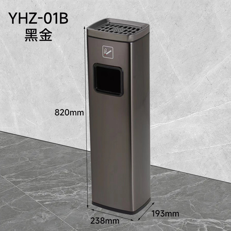ホテルショッピングモールエレベーター口用ステンレスゴミ箱垂直灰皿ホテルロビーホール灰柱収納バケツ|undefined