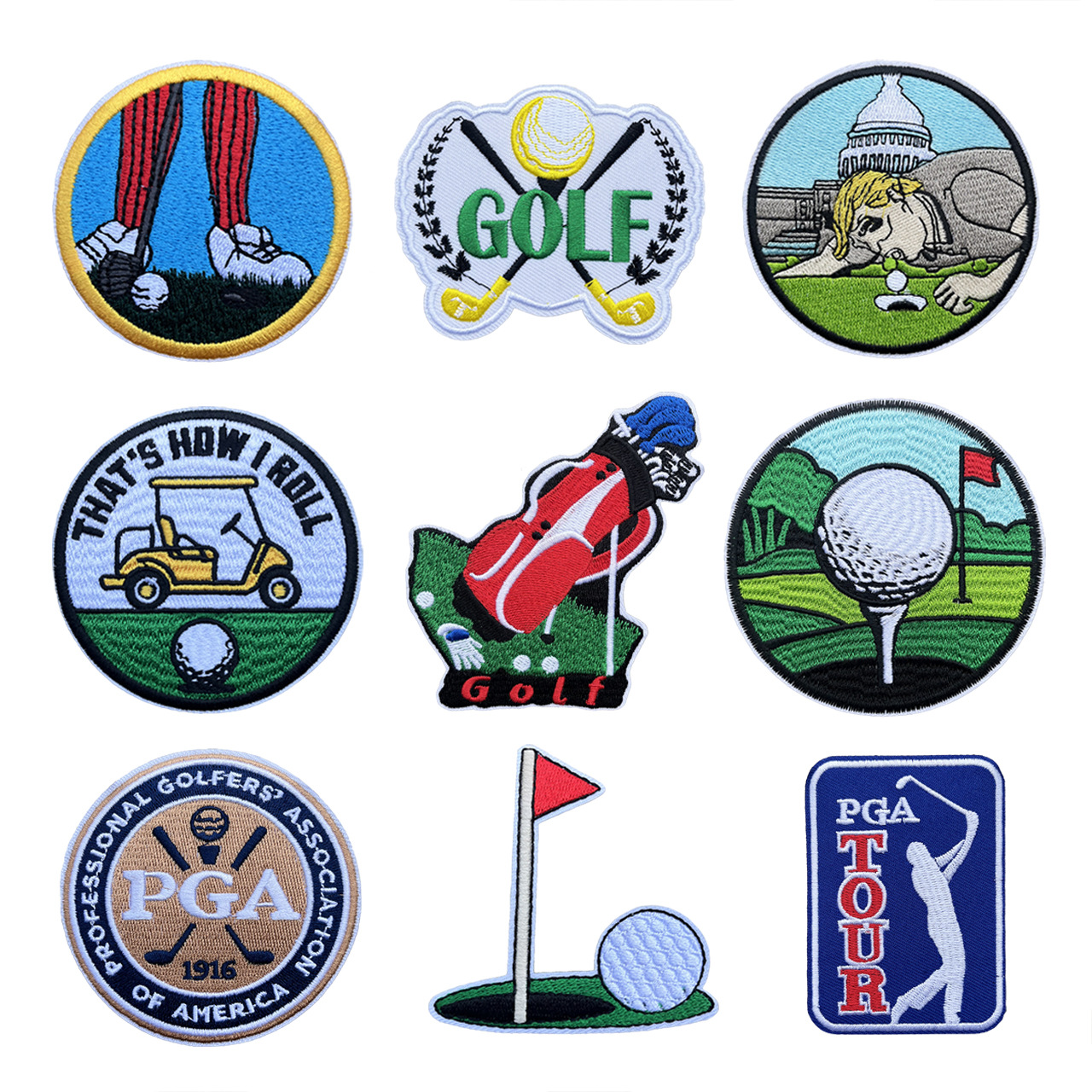 可定制高尔夫球杆包刺绣Logo布贴徽章服装补丁背包装饰贴绣花标