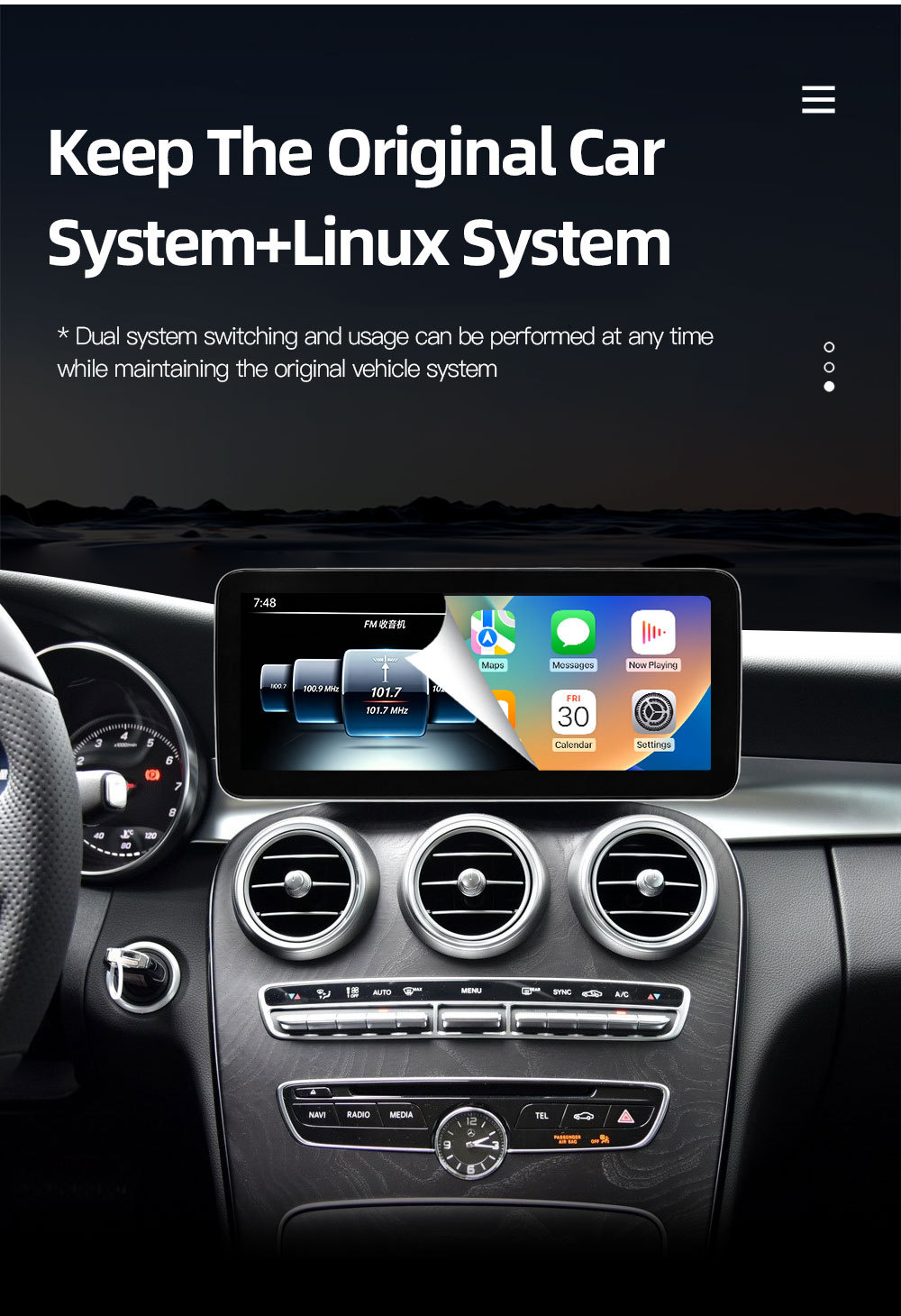 Suitable for Mercedes-Benz C-Class W205 S205 X253 Car Central Control Large-Screen Navigation All-In-One Player