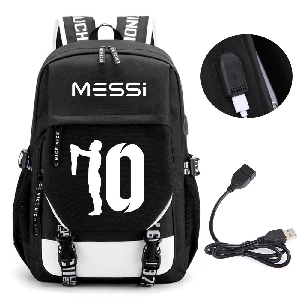 Comercio exterior estrellas de fútbol mochila de moda coreana transfronteriza mochila adolescente USB mochila escolar escolar