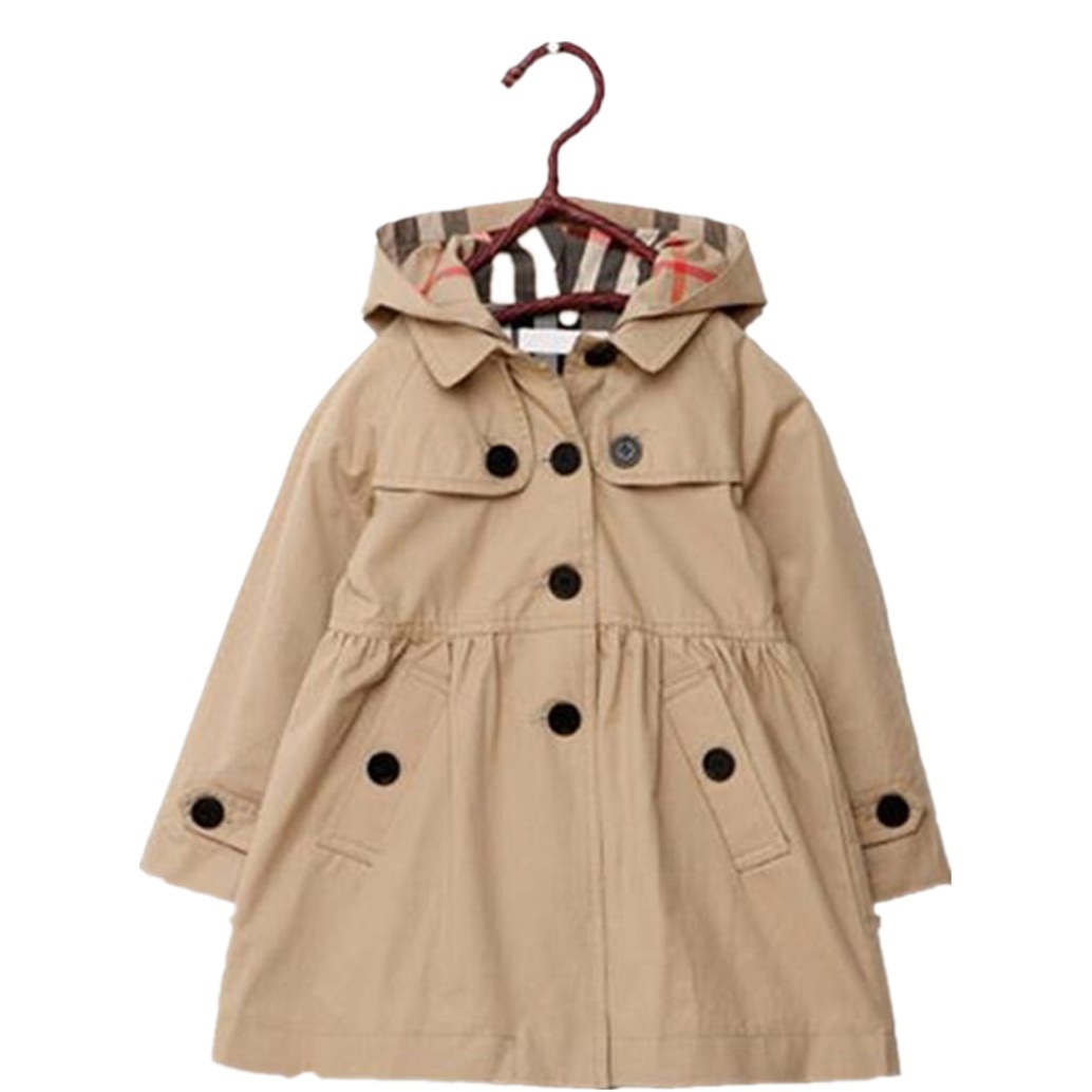 Girls' Outwears 2023 New Autum Style Medium and Large Children's Windbreakers British Style Mid-Length Cardigan Long-Sleeved Outerwear Fashionable