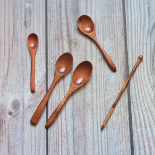 Creative wooden spoon small spoon with LOGO engraved Japanese style children's wooden spoon coffee spoon