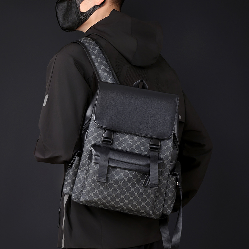 Cross-Border Business Backpacks, Men's and Women's Backpacks, Fashionable Casual Bags, Travel and Outing Computer Plaid Pattern School Bags