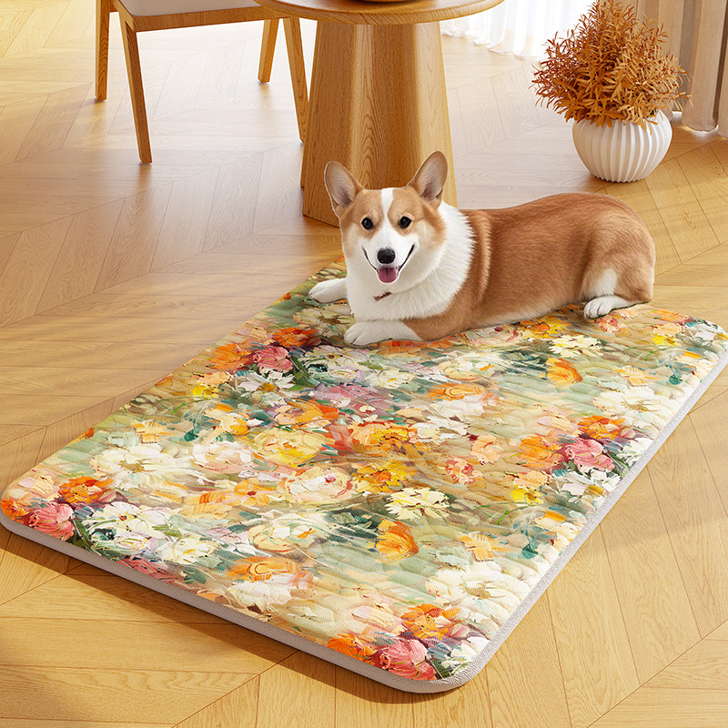Alfombrilla de hielo para mascotas de verano, alfombrilla para perros, seda de hielo lavable a máquina, alfombrilla para dormir para perros y gatos