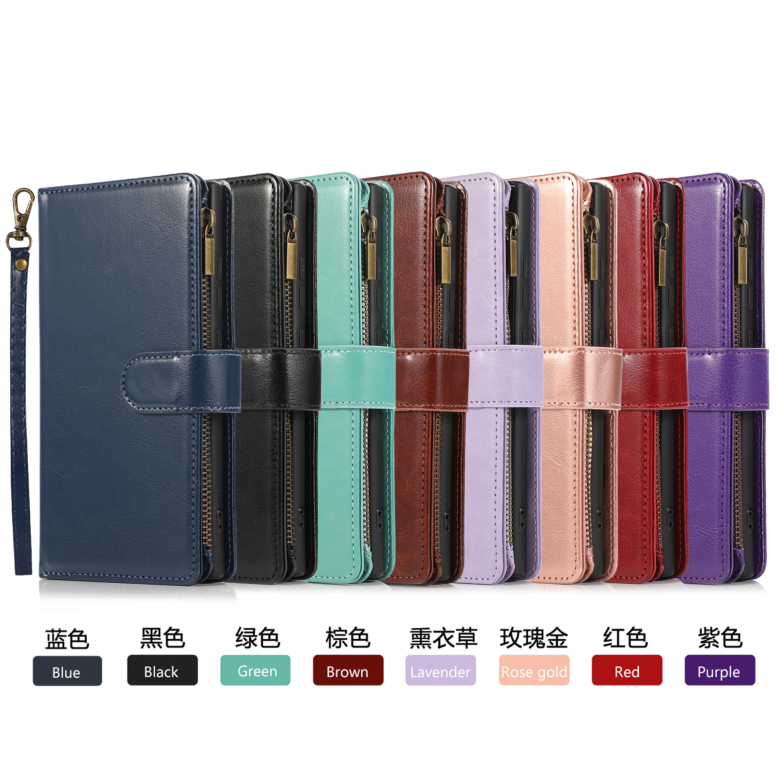 For Huawei Honor 9X Crazy Horse Leather Zipper 9 Card Phone Case P40 PRO Flip Card Business Leather Case