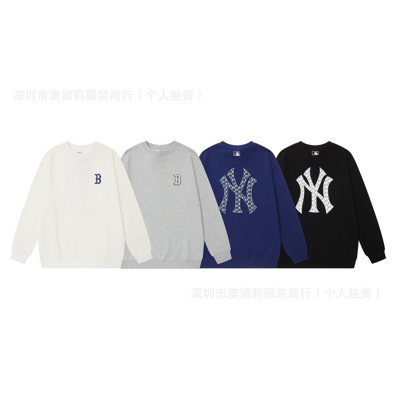 潮牌MLB男女情侣款卫衣老花系列大logo运动休闲秋冬毛圈圆领卫衣|undefined