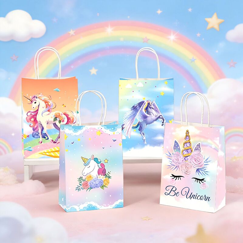 Cross Border Cartoon Unicorn Gift Bag Birthday Party Gift Tote Bag Candy Jewelry Shopping Packaging Paper Bag