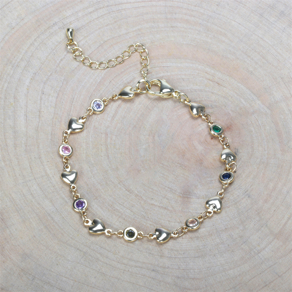 Fashion Heart Shape Copper Inlay Zircon Bracelets Necklace