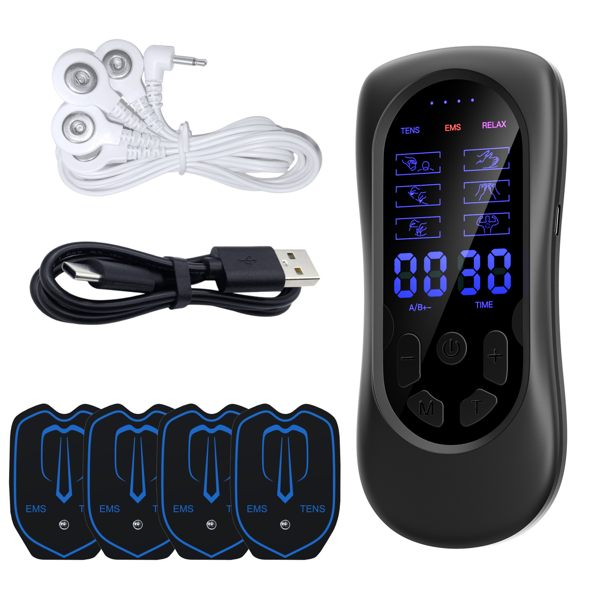 Instrumento de fisioterapia de meridianos digitales transfronterizos Masajeador de pulso de baja frecuencia de doble canal Masajeador de pulso electrónico Pegatinas de masaje