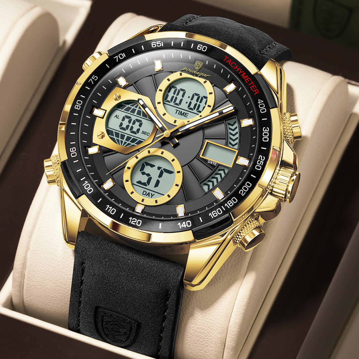 POEDAGAR / PEDAGAR nuevo reloj electrónico cronógrafo multifuncional de luz nocturna para hombres reloj de comercio exterior en vivo