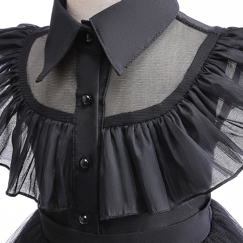 European and American children cosplay Adam's family Wednesday-style party dress for young children long dress performance costume