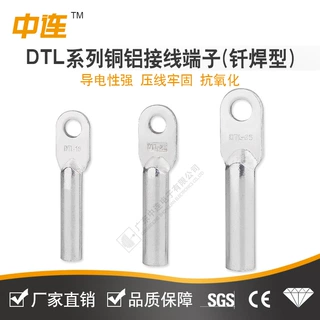DT铜鼻子 DTL铜铝鼻子 冷压接线端子紫铜线耳 DT镀锡压线电缆接头
