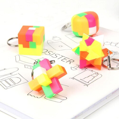 Plastic Kong Ming Lock Mini Building Blocks Creative Nostalgic Assembly Ball Children's Toy Rubik's Cube Ball DIY Keychain