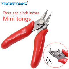 DIY As-You-Will Pliers, Red Handle, Stainless Steel, 3.5-inch Mini Locking Electronic Pliers with Slanted Mouth