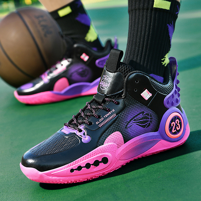 Zapatillas de baloncesto para estudiantes de primaria y secundaria Zapatillas antideslizantes de combate real de piso de concreto para jóvenes Zapatillas azules de corte bajo para hombres y niños James