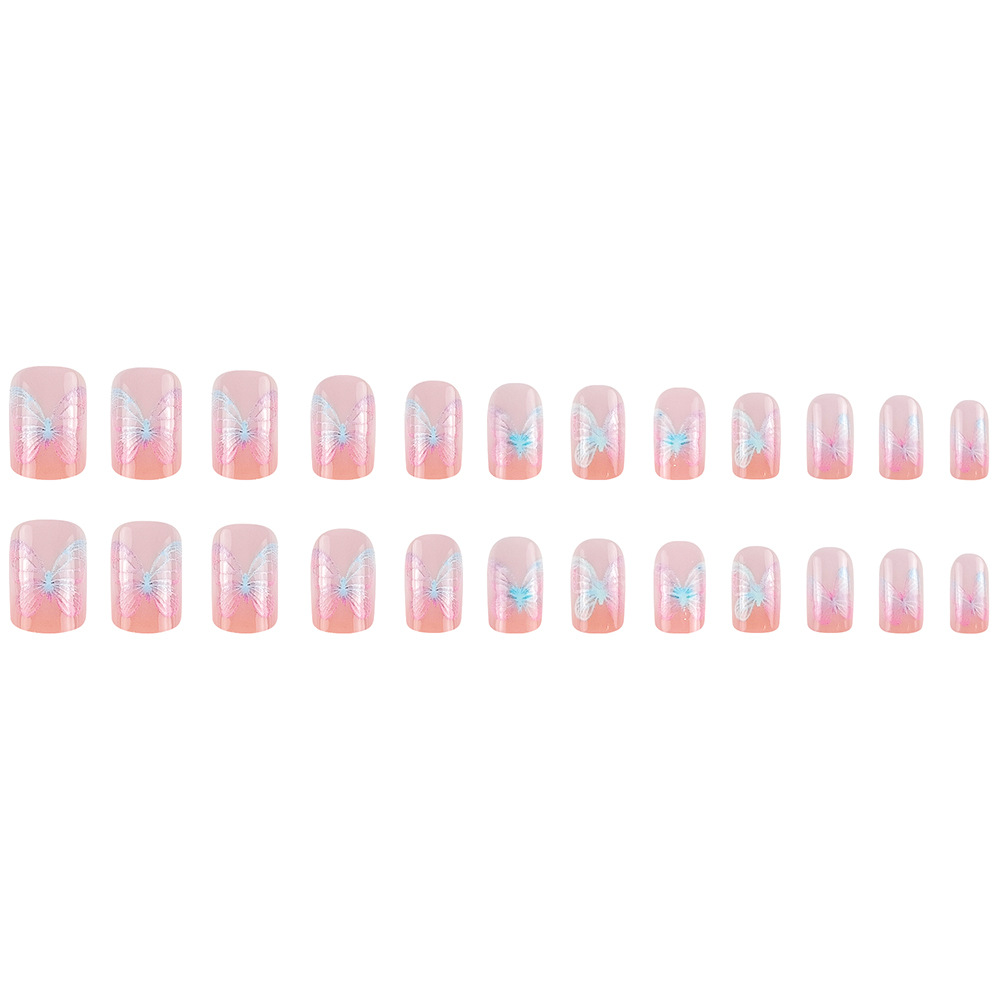 Dancing, coloridas mariposas, uñas, 24 piezas, chicas calientes, uñas de cabeza plana, parches de uñas de venta caliente transfronterizos image 6