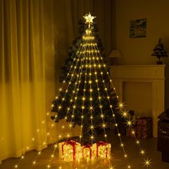 国境を越えたledクリスマスの皮線五角星滝灯串祝日装飾クリスマスツリーのトップ星流水低圧カラーランプ