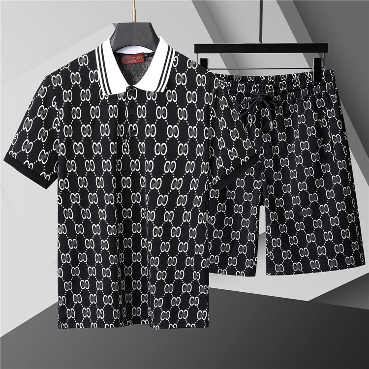 Top Edition) G polo con solapa de manga corta conjunto de moda versátil impresión clásica de estilo masculino y femenino de alta calidad