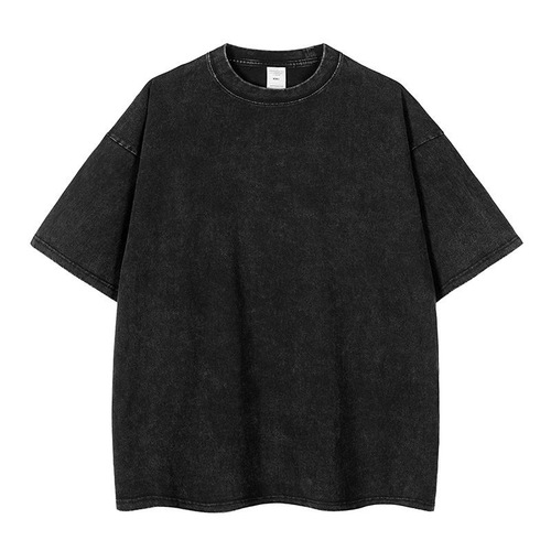 230g heavy-duty short-sleeve t-shirt for men, pure cotton summer loose rinse streetwear brand top, American retro men's t-shirt