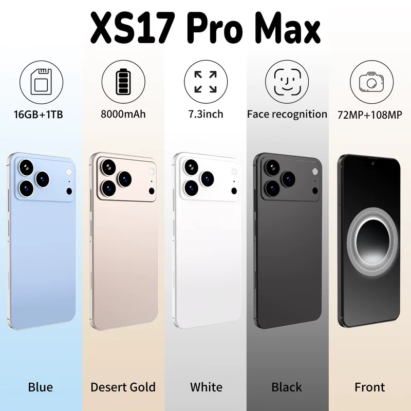 Мобильный телефон Pro, 17 Pro Max, 6" экран, 4G, Android, 3 ГБ RAM, 64 ГБ