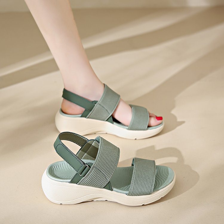 fashionable sports sandals wedge heel platform with velcro open toe