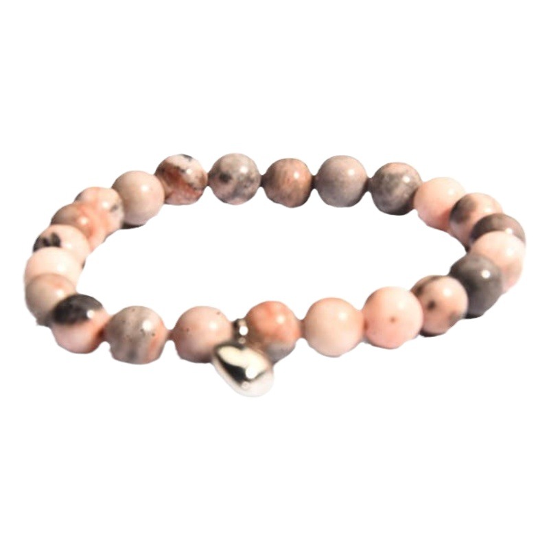 8mm Rosa cebra cuentas de piedra pulsera con tarjeta de regalo de vacaciones hombres y mujeres amistad amor pulsera de cuentas al por mayor venta caliente