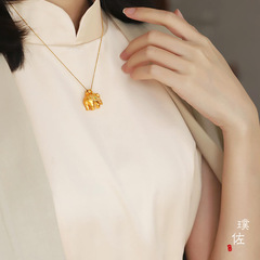 新款久不掉色古法點鑽吉象如意吊墜大象掛墜