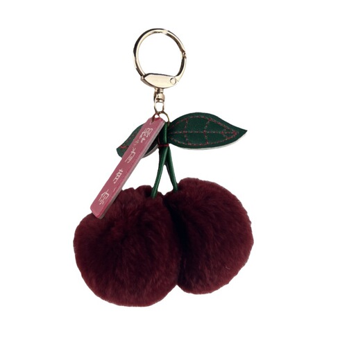 Giant Nutria Fur Cherry Car Keychain Ornament Plush Cute Bag Accessory Trendy New Fur Craft