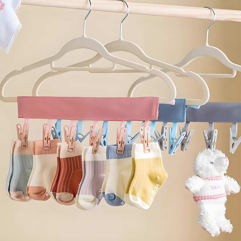 Fabric Clothes Hanger Creative Portable Clothespin Business Trip Clothespin Foldableable Intimates Socks Clothes Support