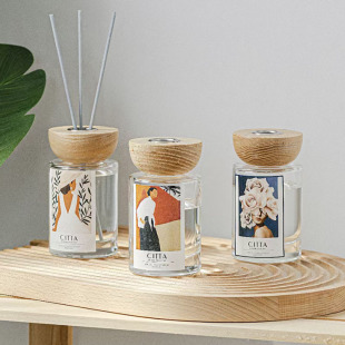Laixi wooden cover essential oil fragrance rattan fire-free aromatherapy indoor Gardenia toilet deodorant freshener perfume ornaments