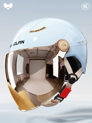 Motosiklet kaskı (dəbilqə) — Protection Double Mirror Motorcycle Helmet - 3c-sky-blue-electroplated-outer-long-double-mirror-new-national-standard-class-a-one-size-fits-all