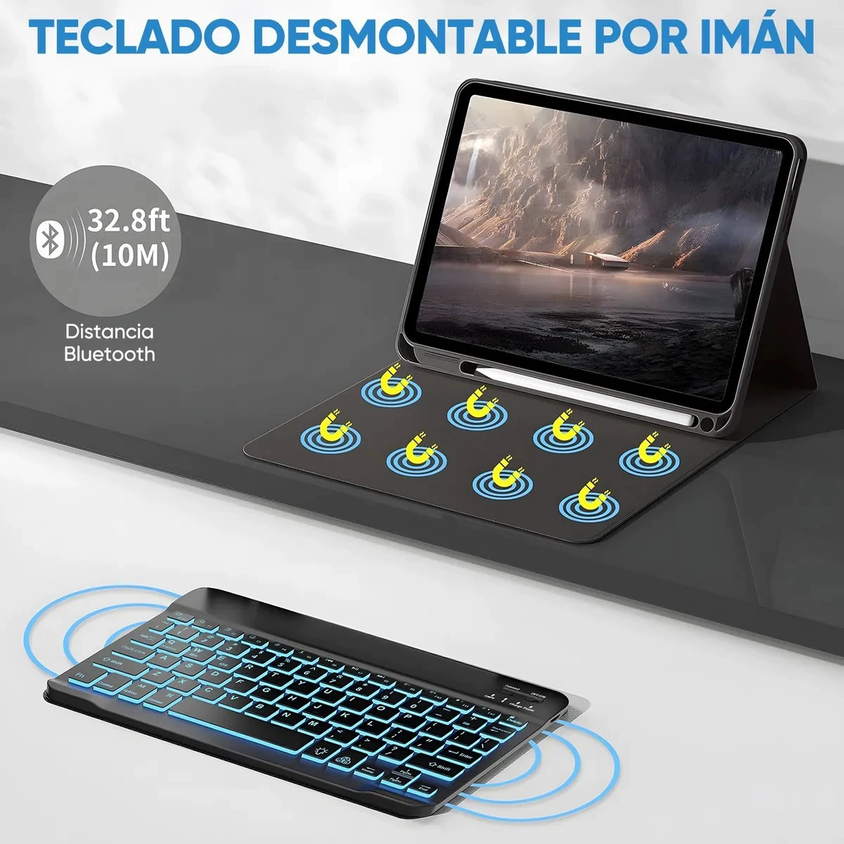 Совместимая клавиатура для планшета, защитный чехол, трубка, Bluetooth, Испания