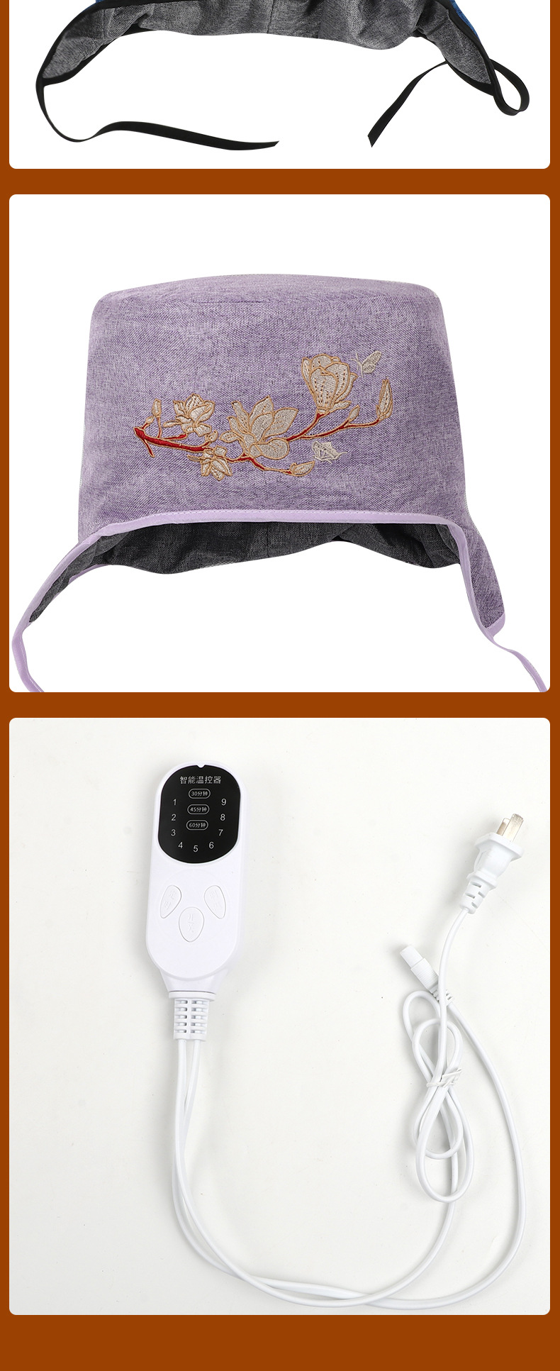 Electric Heating Moxibustion Cap Ai Jiu Mao Warm Head Therapy Hat for Home Use Autumn Winter Postpartum Care Purple preparation
