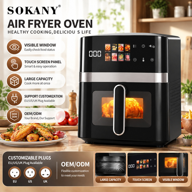 Cross-border 6L visible air fryer, large-capacity, electronic touchscreen, smart, multi-functional electric fryer with color screen, available for drop shipping Cross-border 6L visible air fryer, large-capacity, electronic touchscreen, smart, multi-functional electric fryer with color screen, available for drop shipping