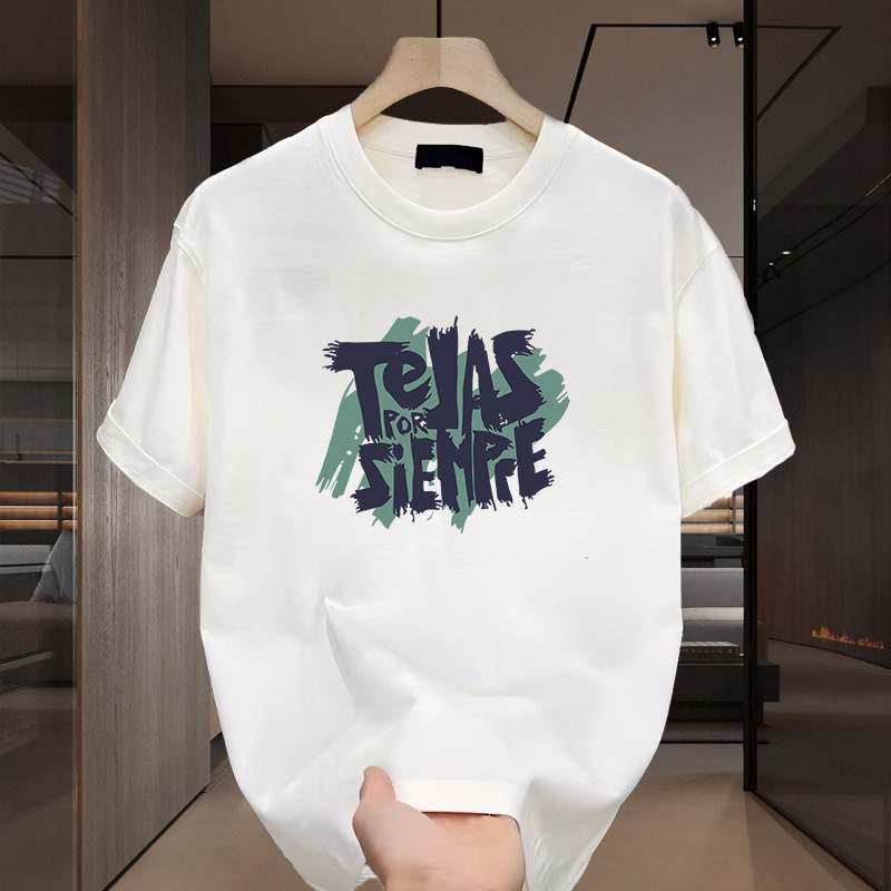 美式痞帥重磅純棉印花短袖輕奢T恤男士夏季潮牌街頭寬鬆圓領半袖