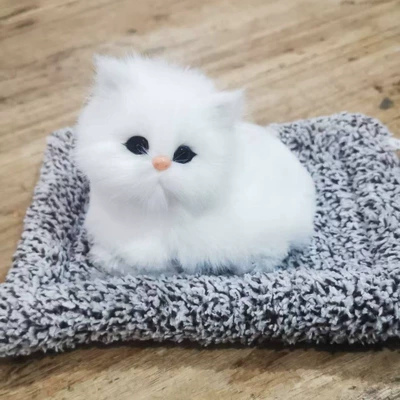 Simulated Cat Bamboo Charcoal Sitting Cat Scenic Spot Ornaments Birthday Gift Car Ornaments Home Bamboo Charcoal Particles Travel Commemorative (Aktiv kömürlü qoxu uducular) - pure-white-crooked-cat-length-16cm-height-14cm