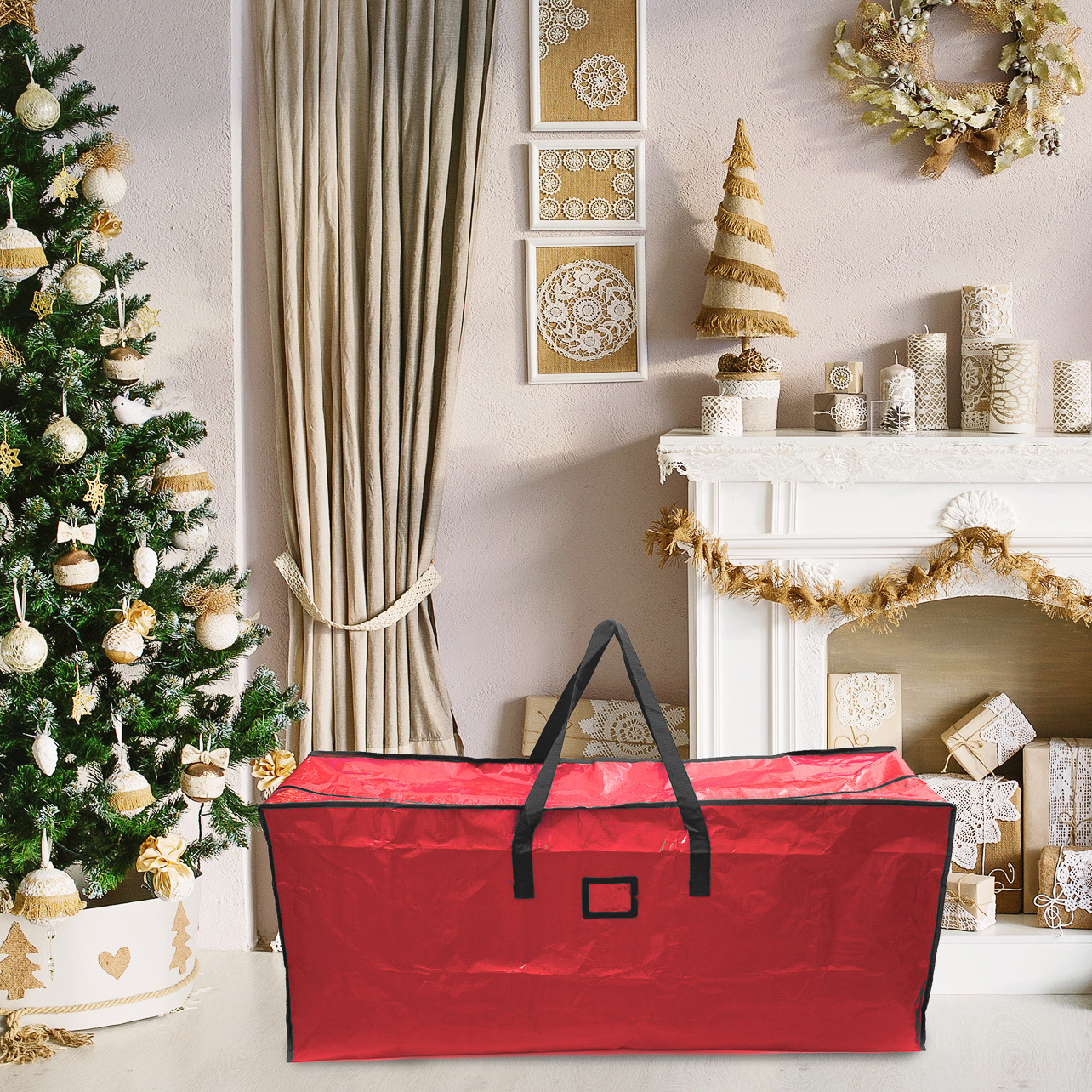 Spot Cross-border el mismo modelo de bolsa de almacenamiento de árbol de Navidad árbol artificial bolsa de lona tejida pe de gran capacidad