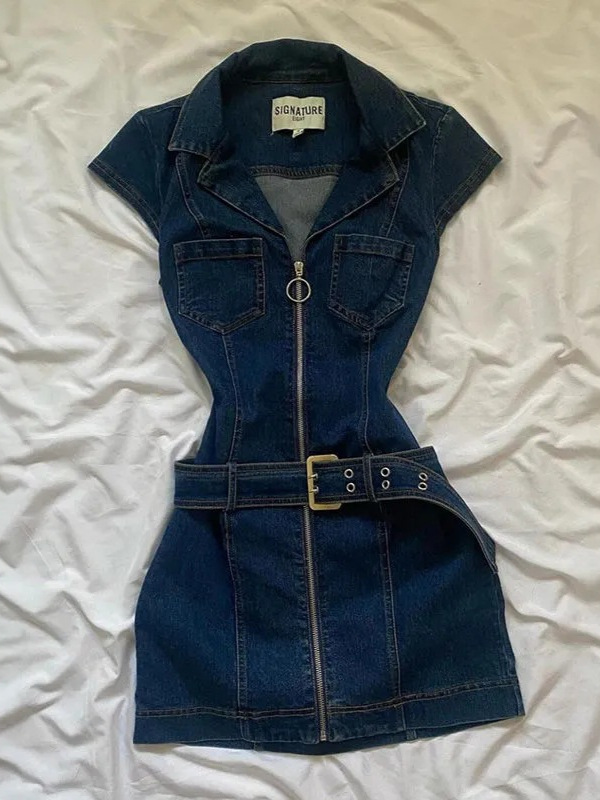 retro small denim dress sleevless