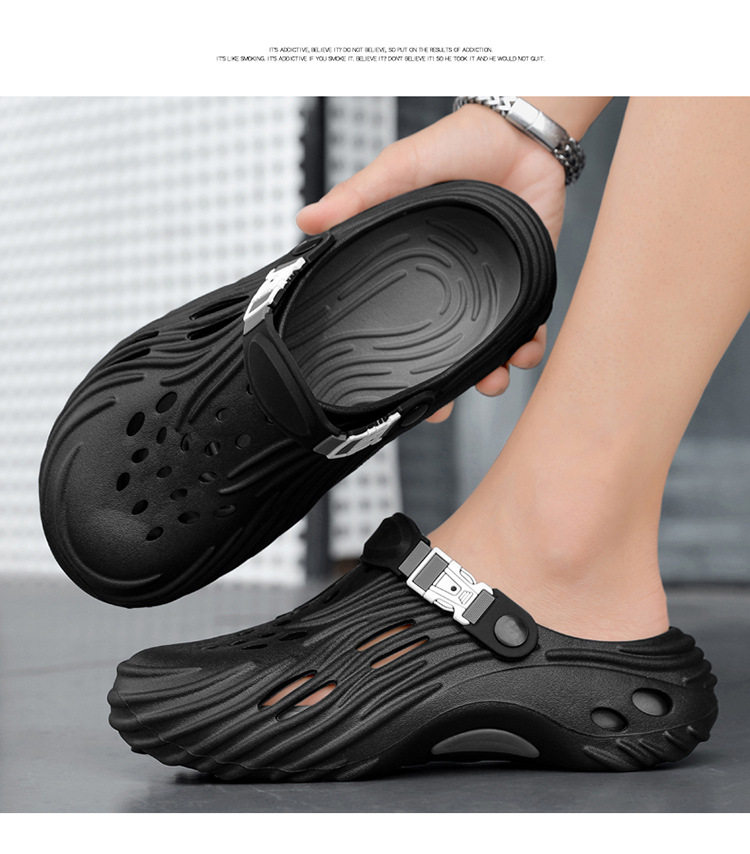 Dép sandal nam lỗ thoáng đế dày EVA chống trượt, đi biển và lái xe — Màu nâu kaki, Xanh nhạt, Đen xám chi tiết 4