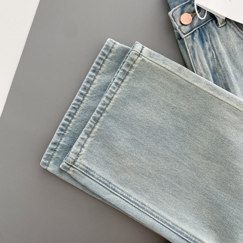 New pink leather brand jeans for women, summer and autumn, high-waisted, petite, loose and versatile, wide-leg casual straight floor-length pants pic 14