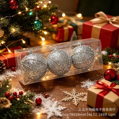 Decoraciones de Navidad transfronterizas de 8cm colgantes de Navidad regalos de Navidad colgantes de bolas colgantes de bolas colgantes de bolas de almidón
