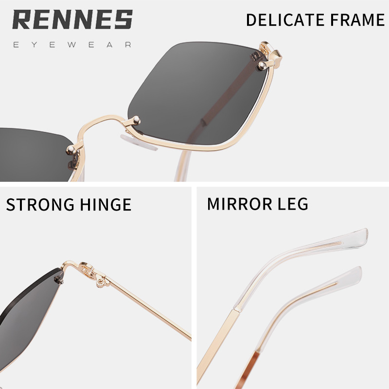 Nuevas gafas de sol de sentido avanzado de viaje de medio marco de metal de película marina transfronteriza