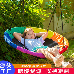 Children's Swing Outdoor Flying Saucer Swing Adjustable Strap Tree Swing Baby Hammock Bird's Nest Swing Round Swing