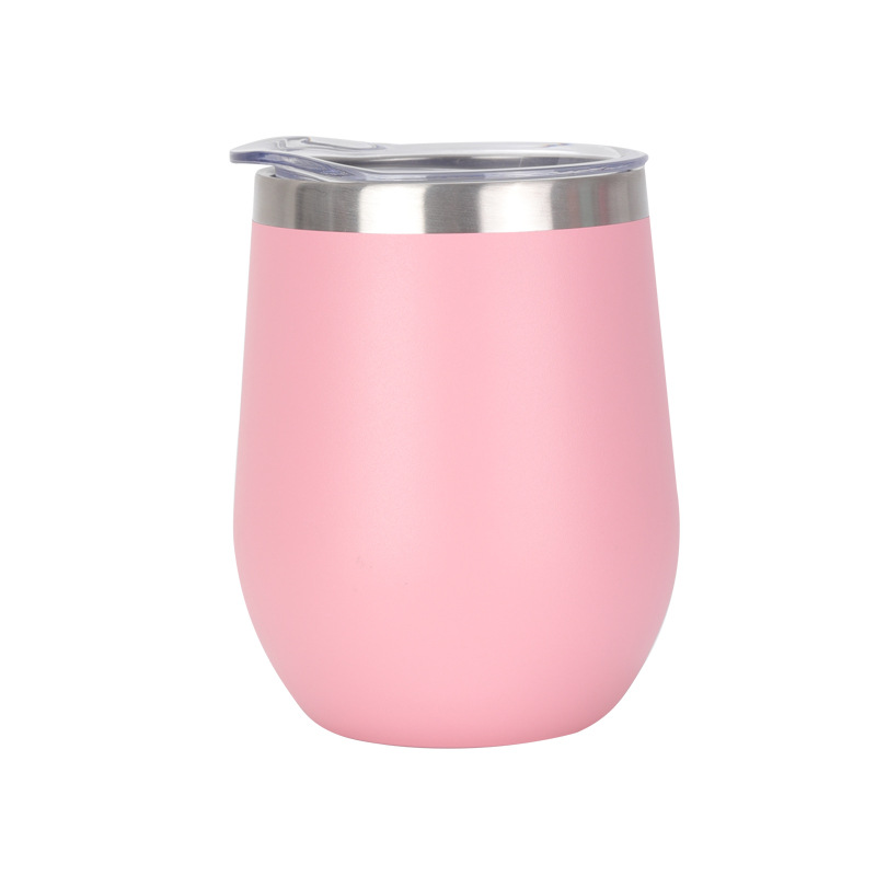 Taza de huevo transfronteriza de 12oz taza de vino tinto creativo taza de hielo en forma de U taza de cáscara de huevo rociada de acero inoxidable al vacío de doble capa personalizada