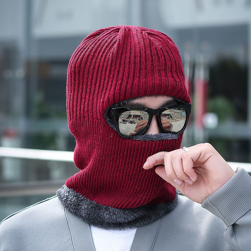 帽子男冬天连体针织帽套头蒙面一体帽加绒加厚防风寒保暖护耳骑车|undefined